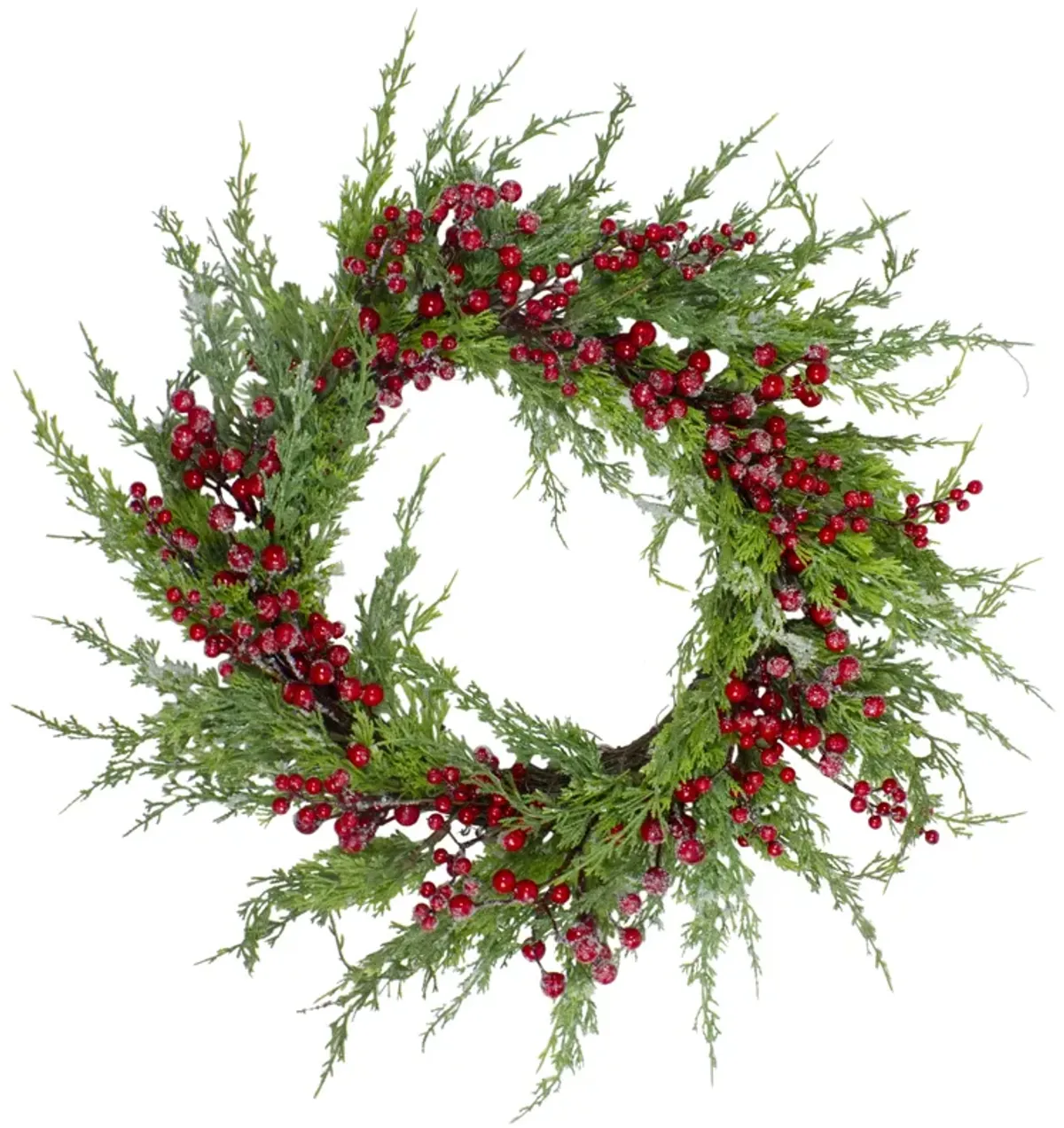 Frosted Red Berries Artificial Christmas Wreath - 26-Inch  Unlit