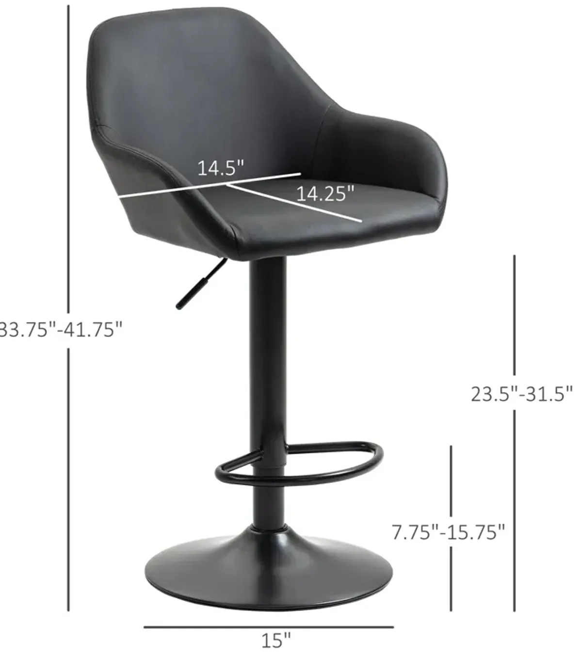 Black Bar Elegance: Swivel PU Leather Stools with Steel Base