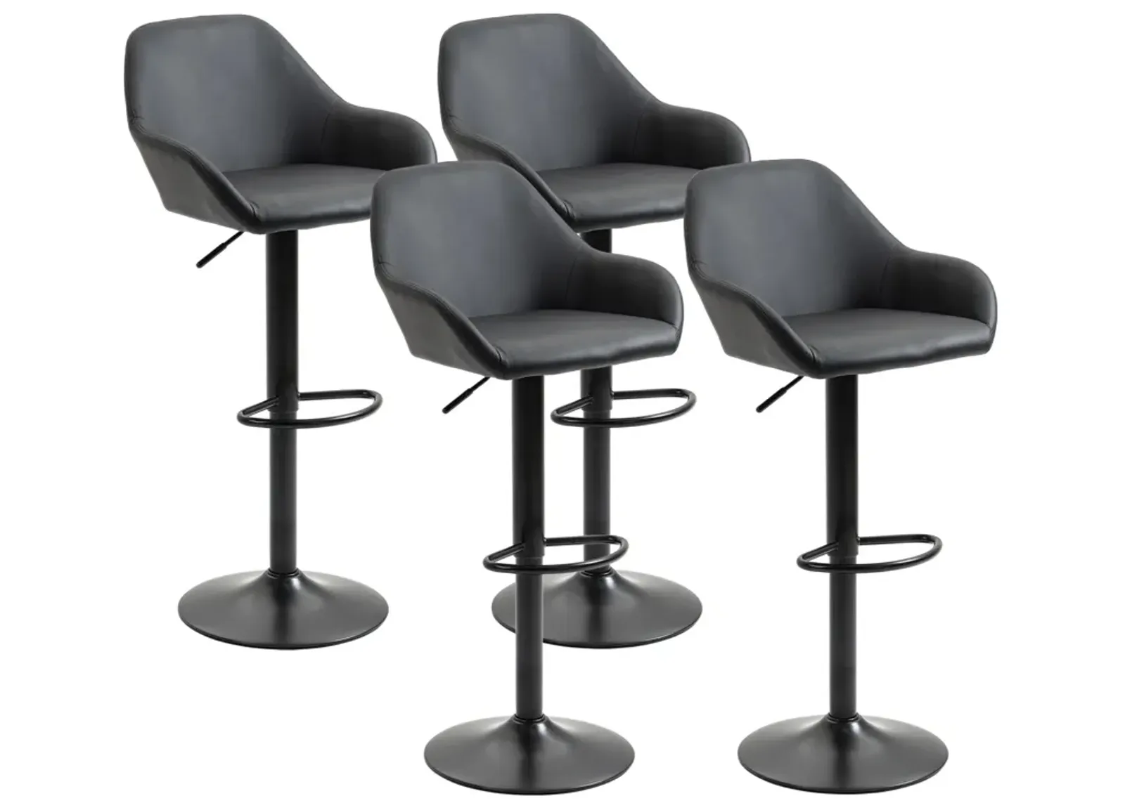 Black Bar Elegance: Swivel PU Leather Stools with Steel Base