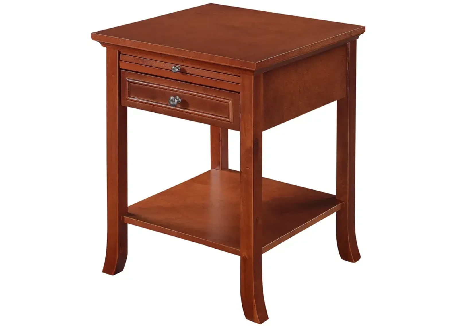 Convenience Concepts American Heritage Logan 1 Drawer End Table with Pull-Out Shelf, Mahogany