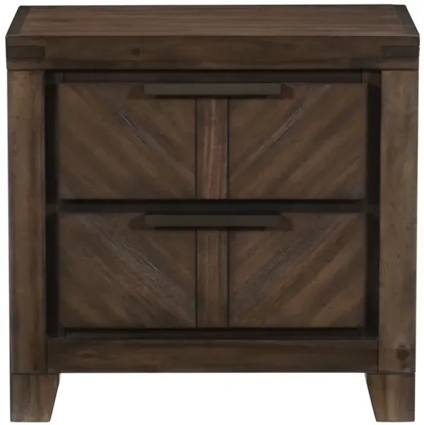Streamdale Modern Nightstand with Drawers in Distressed Espresso
