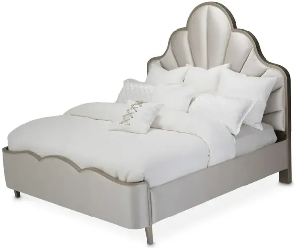 Michael Amini Malibu Crest Eastern King Scalloped Panel Bed - Chardonnay