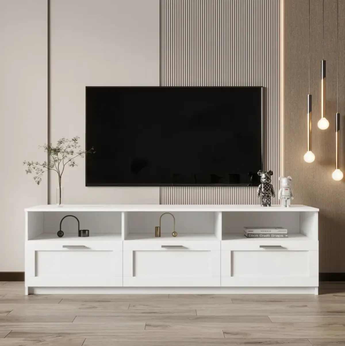 Modern Minimalist TV Cabinet II 80 Inch TV Stand, Open Locker Living Room Bedroom