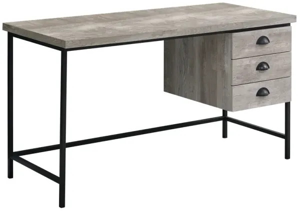 Computer Desk, Home Office, Laptop, Storage Drawers, 55"L, Work, Metal, Laminate, Beige, Black, Contemporary, Modern