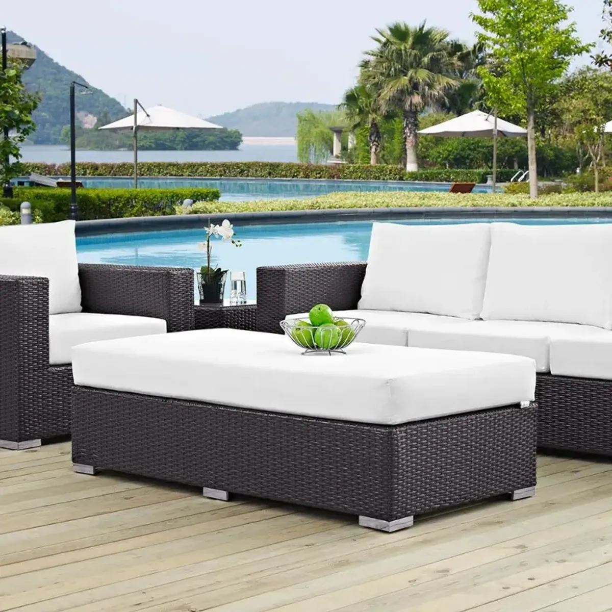 Modway Convene Outdoor Patio Fabric Rectangle Ottoman