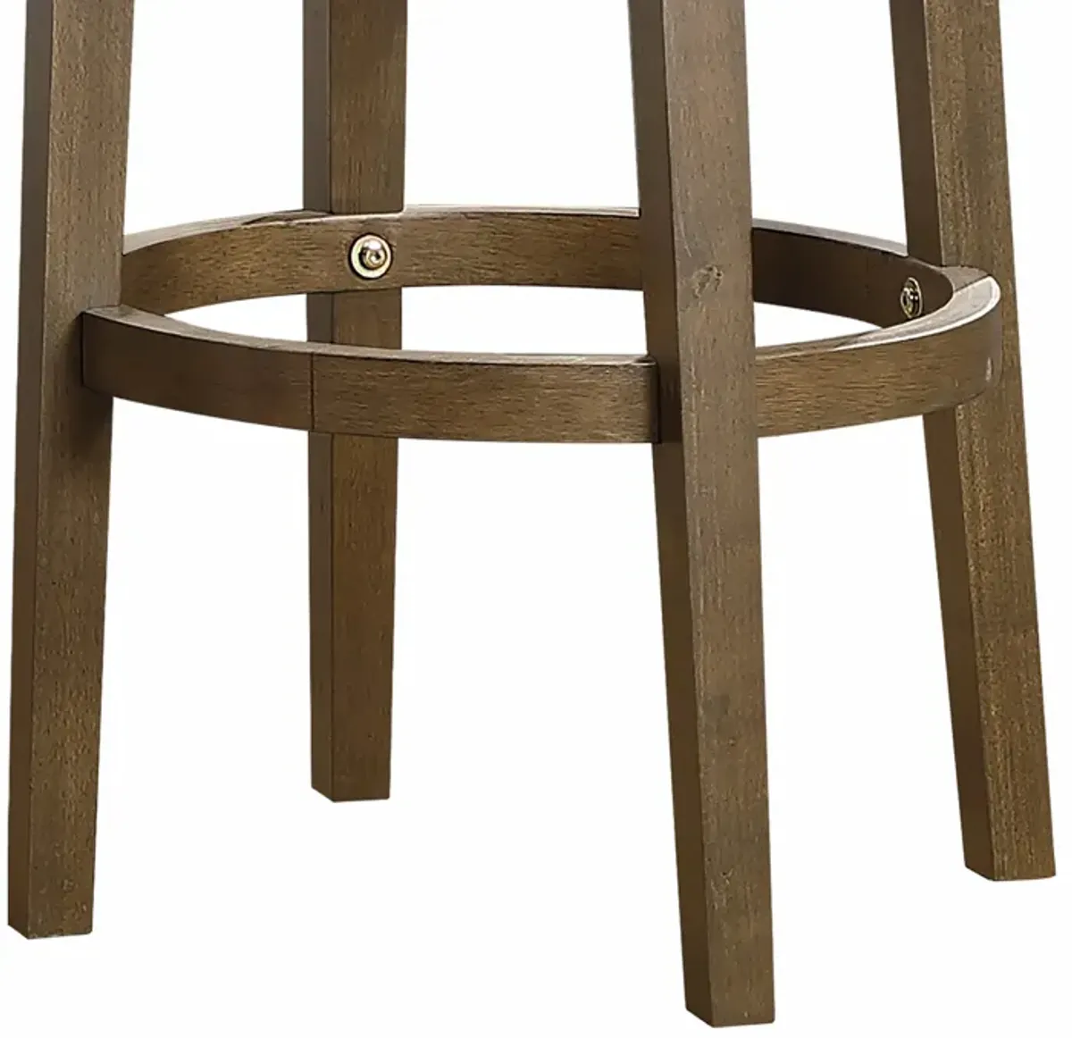Bara 31 Inch Swivel Barstool, Brown Round Faux Leather Seat, Set of 2 - Benzara