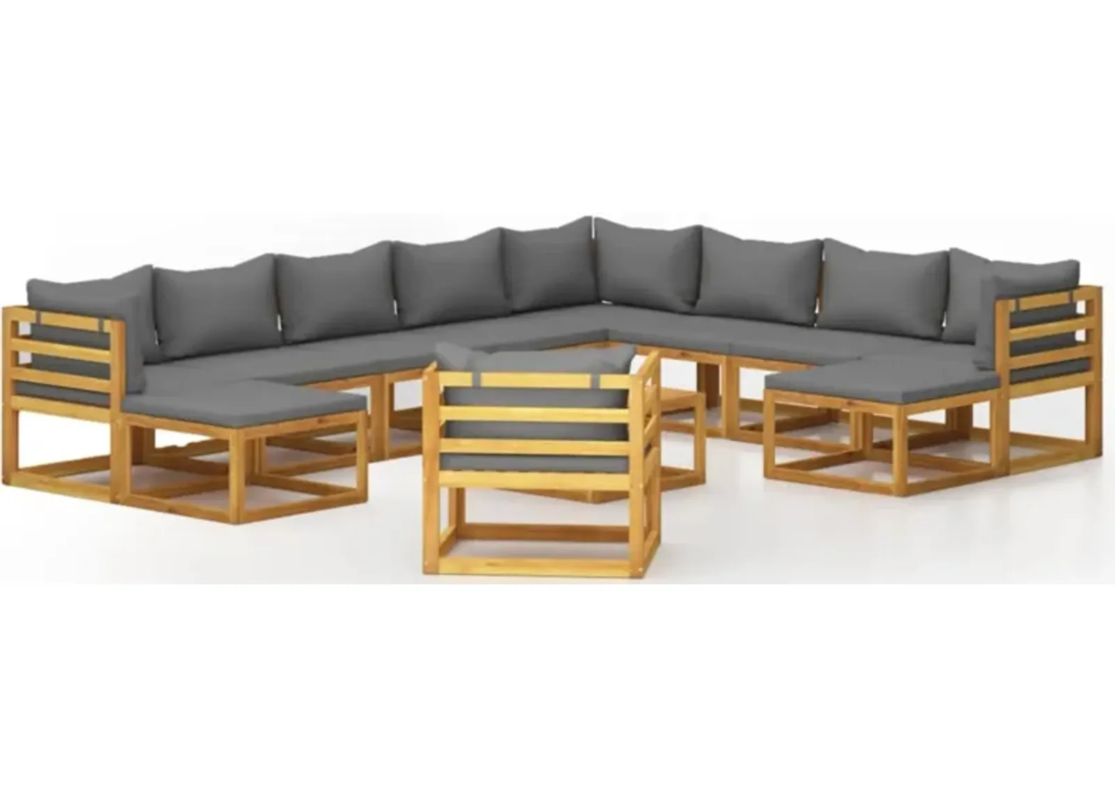 vidaXL 12 Piece Garden Lounge Set with Cushion Solid Acacia Wood