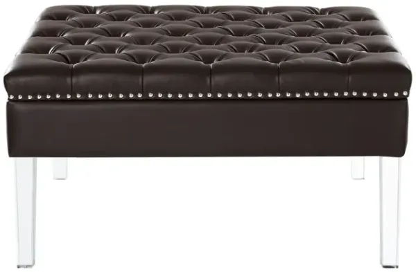 Hivvago 35" Espresso Faux Leather and Acrylic Cocktail Ottoman