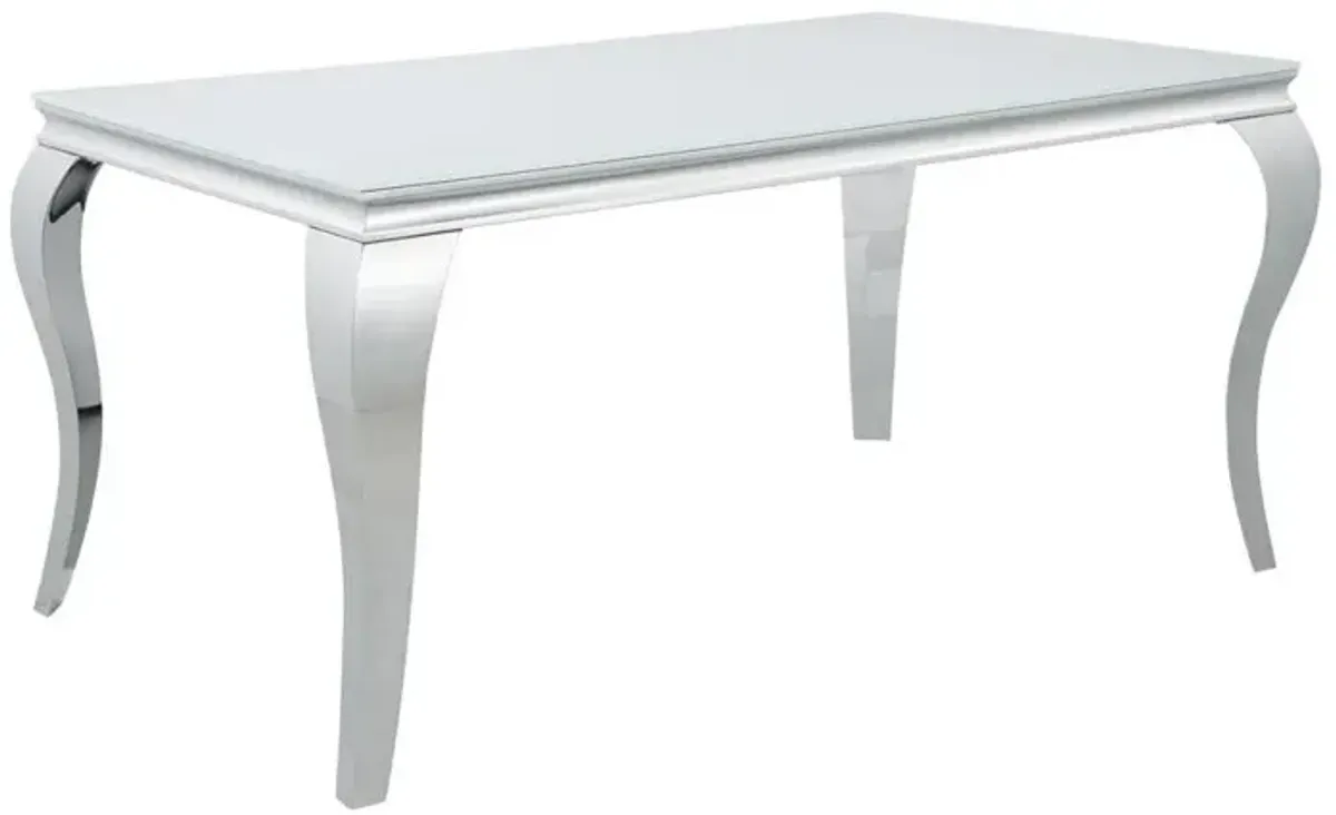 Carone Rectangular Glass Top Dining Table White and Chrome