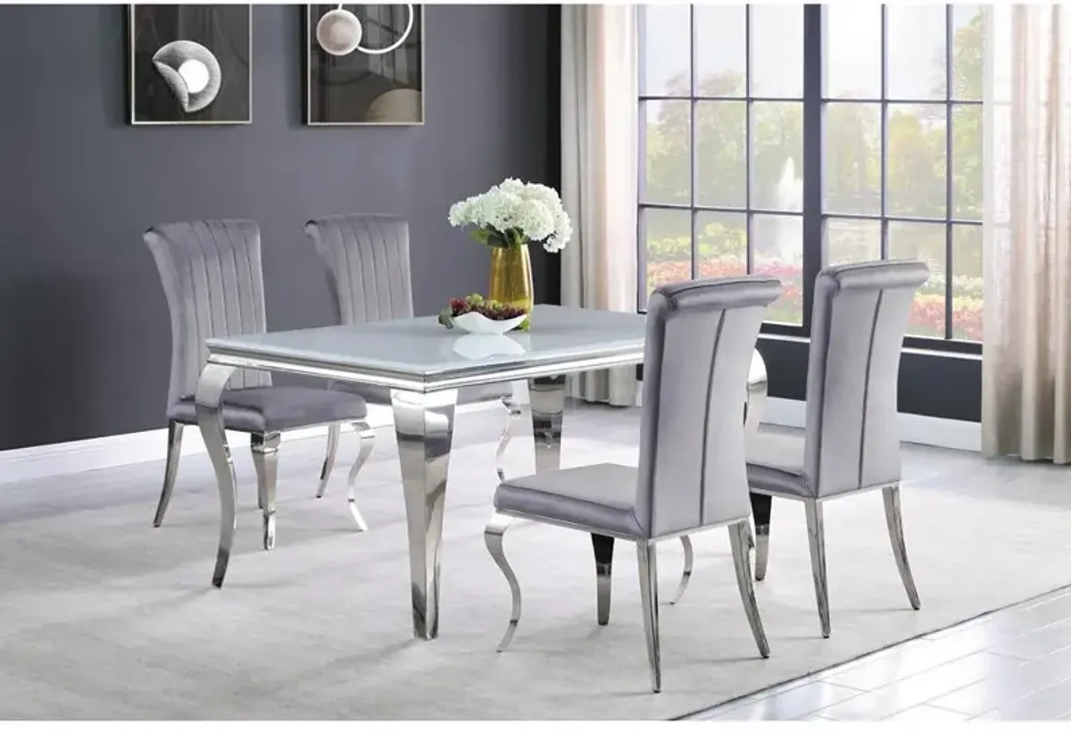 Carone Rectangular Glass Top Dining Table White and Chrome