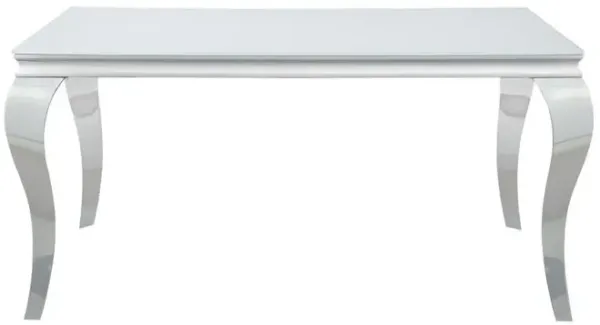 Carone Rectangular Glass Top Dining Table White and Chrome