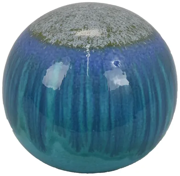 Mary Tabletop Accent Decor, Modern Round Orb, 10 Inch Blue Ceramic - Benzara