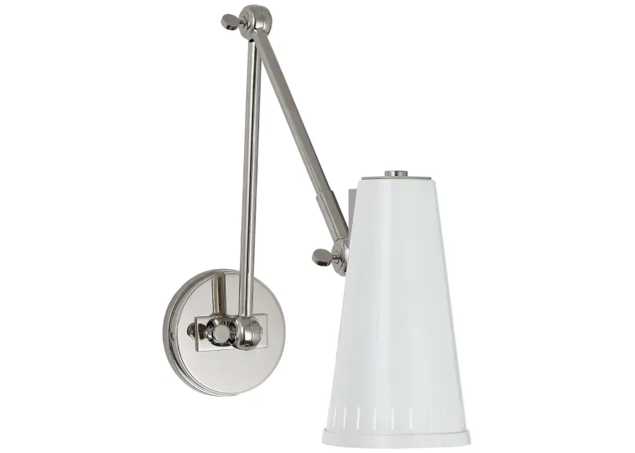 Antonio Adjustable Two Arm Wall Lamp in Polished Nickel