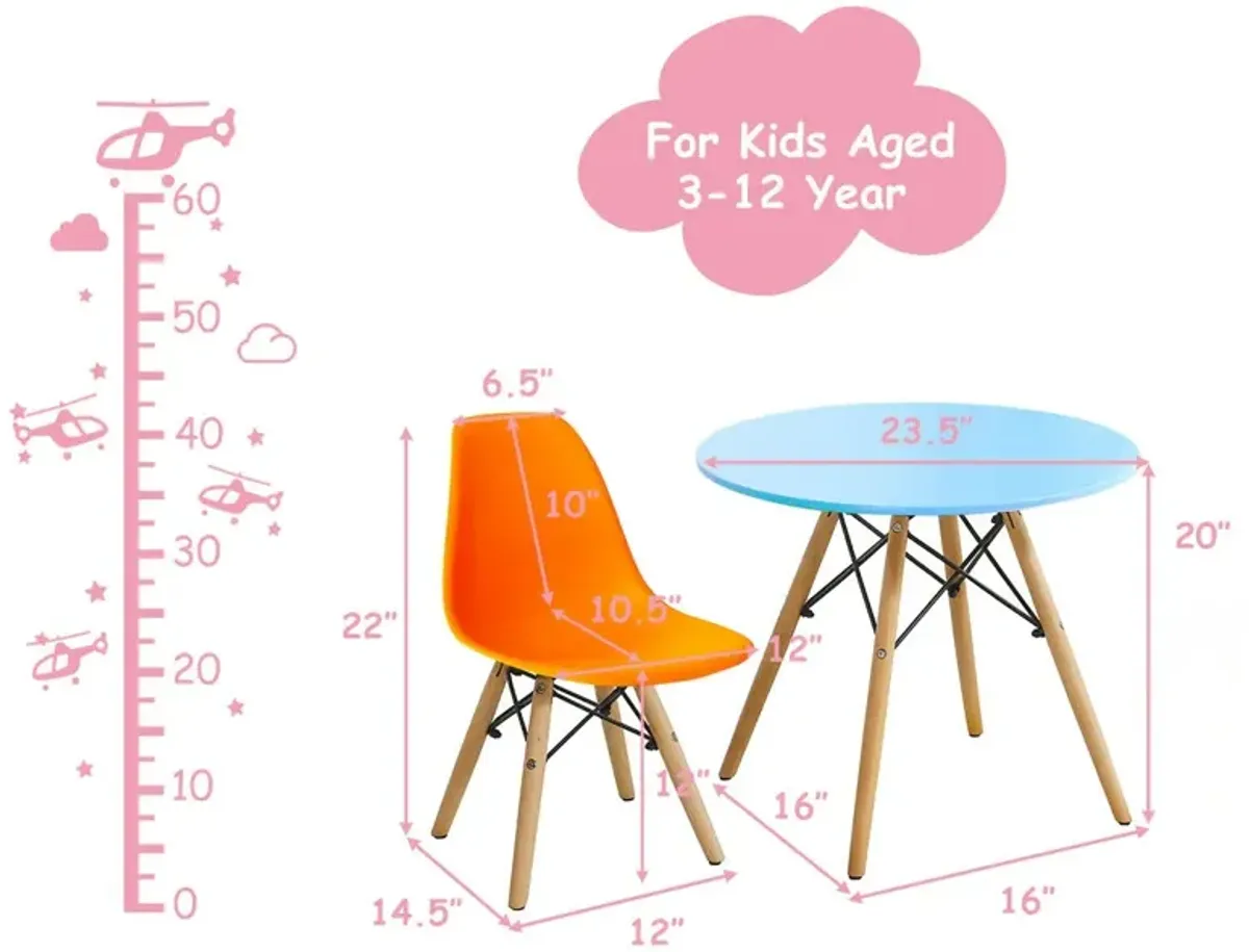 5 Pieces Kids Mid-Century Modern Table Chairs Set