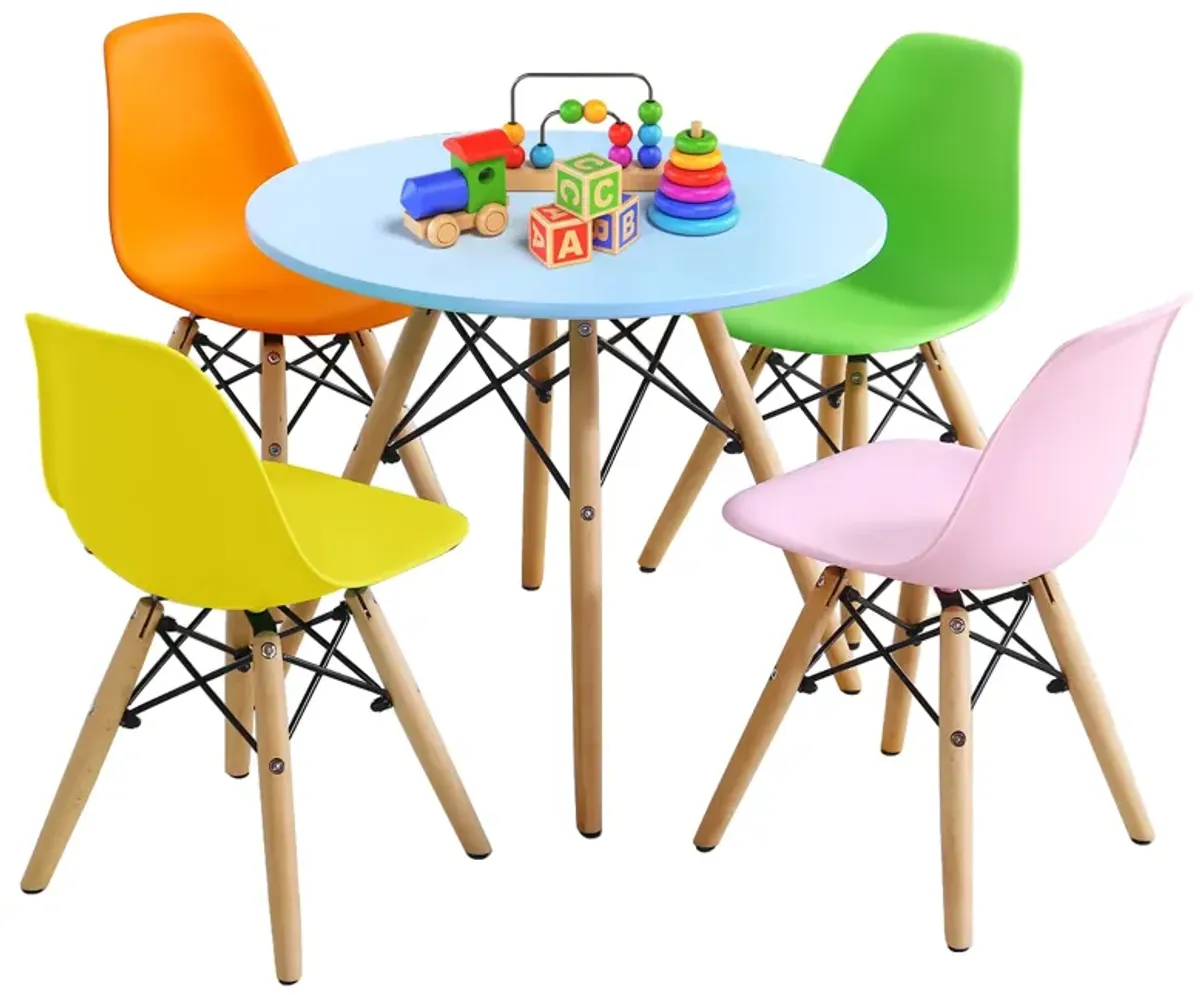 5 Pieces Kids Mid-Century Modern Table Chairs Set