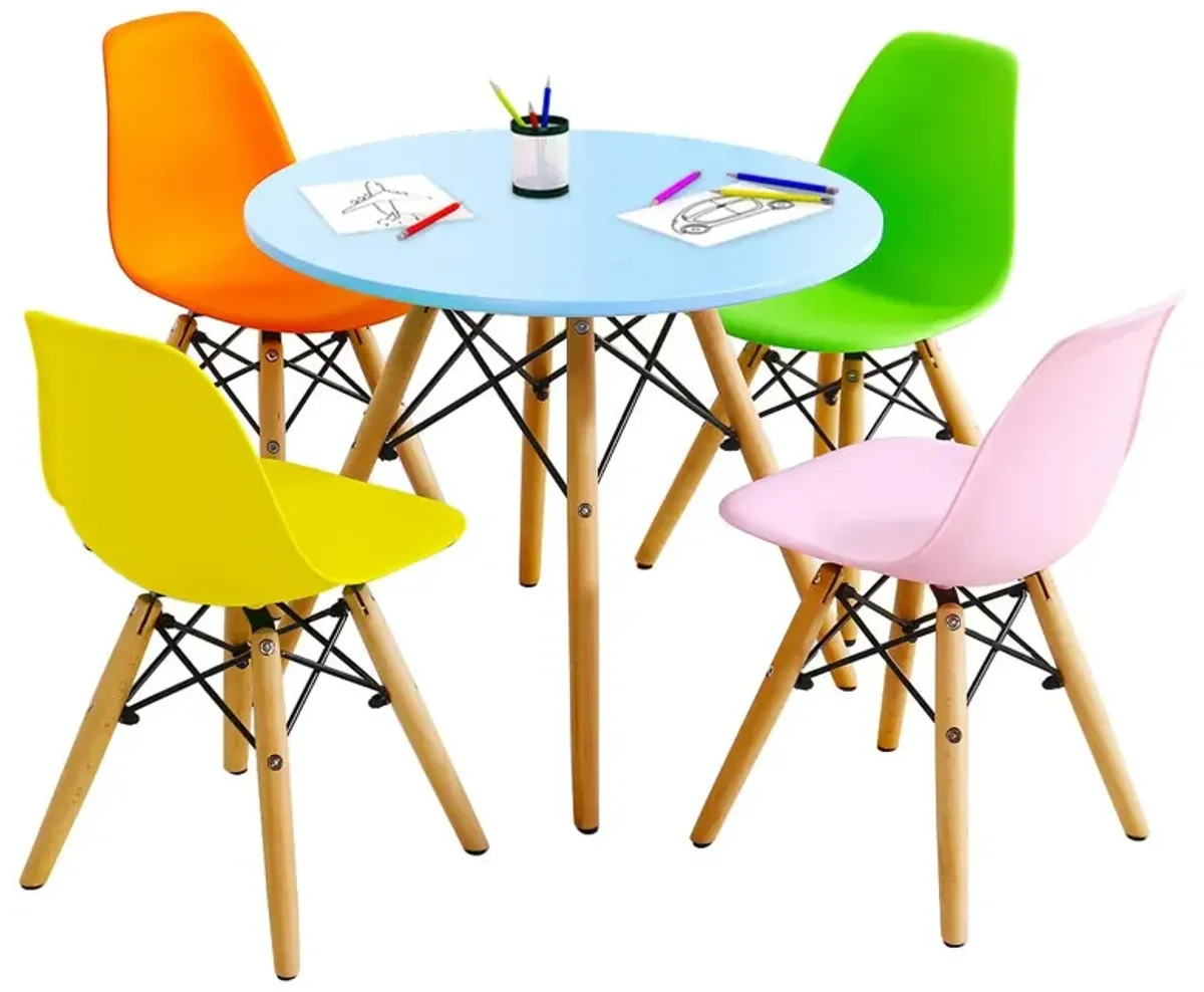 5 Pieces Kids Mid-Century Modern Table Chairs Set