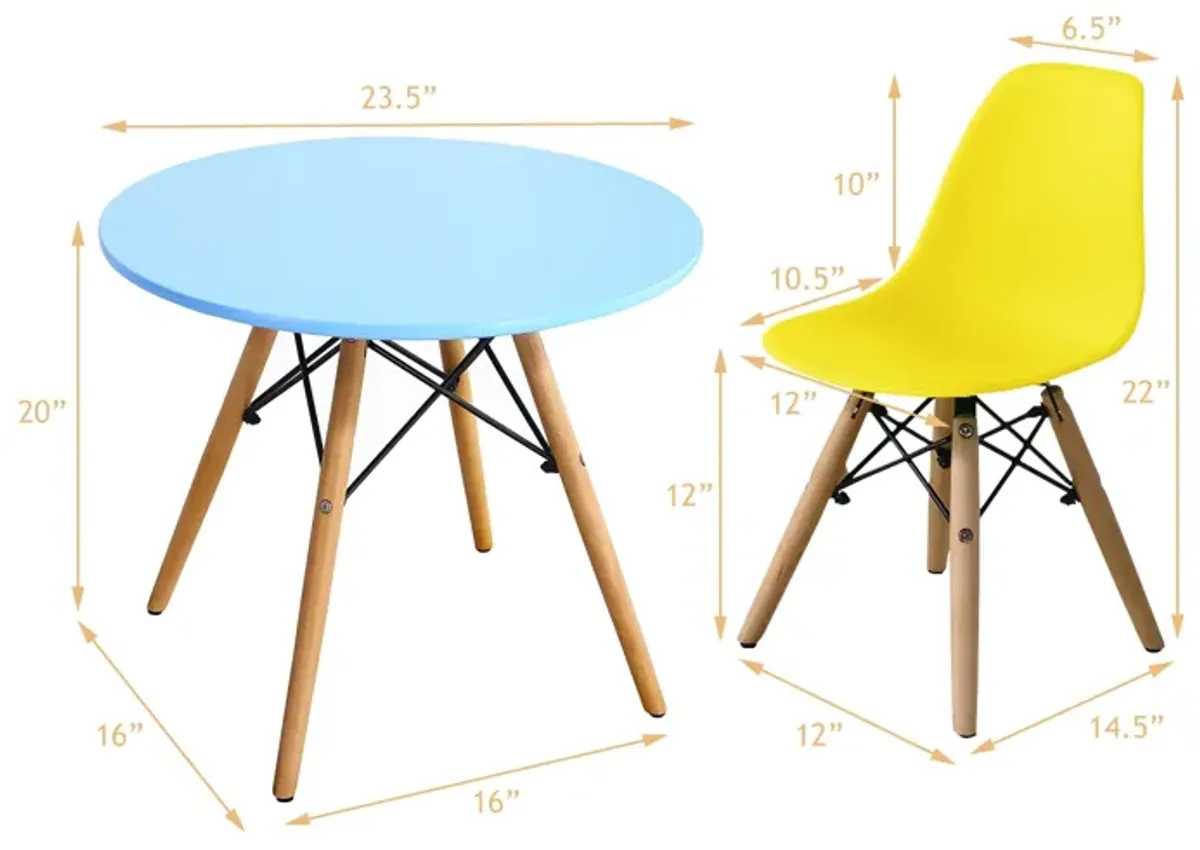 5 Pieces Kids Mid-Century Modern Table Chairs Set