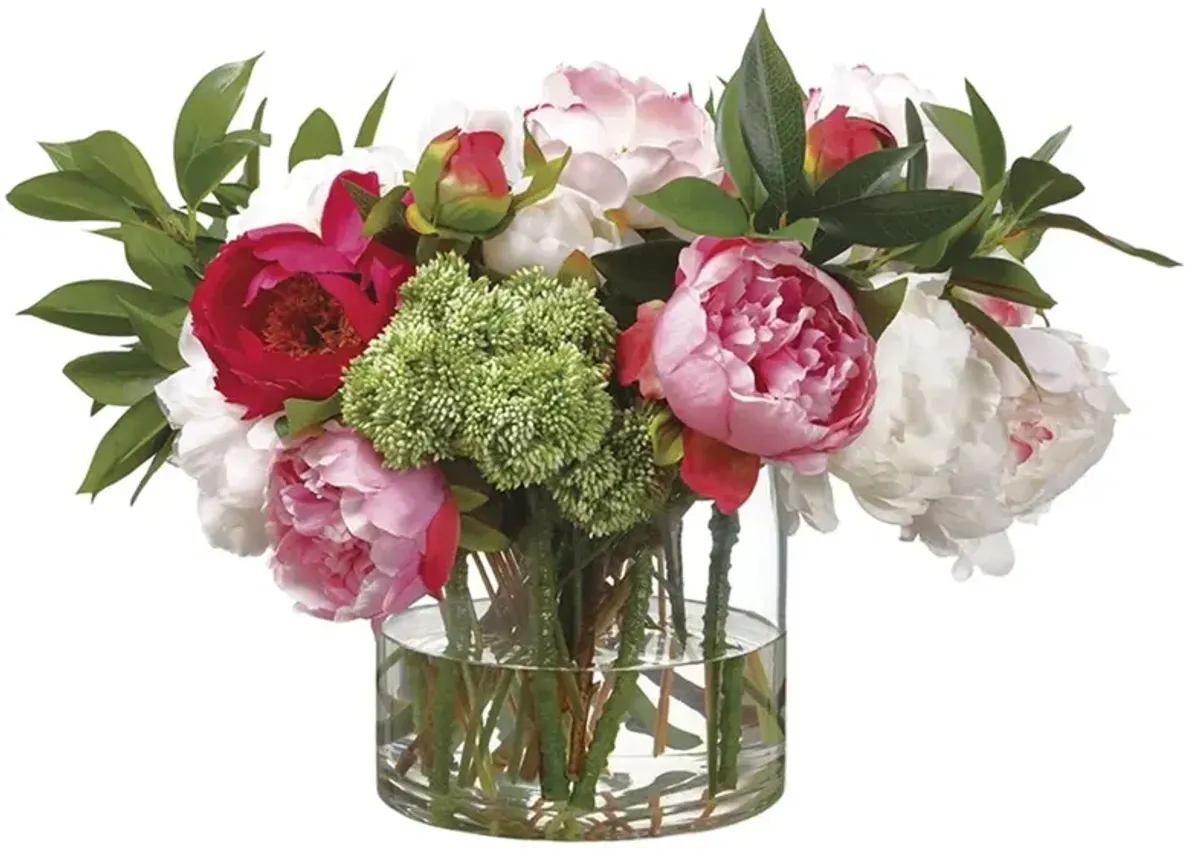 Mix Peony in Glass Vase