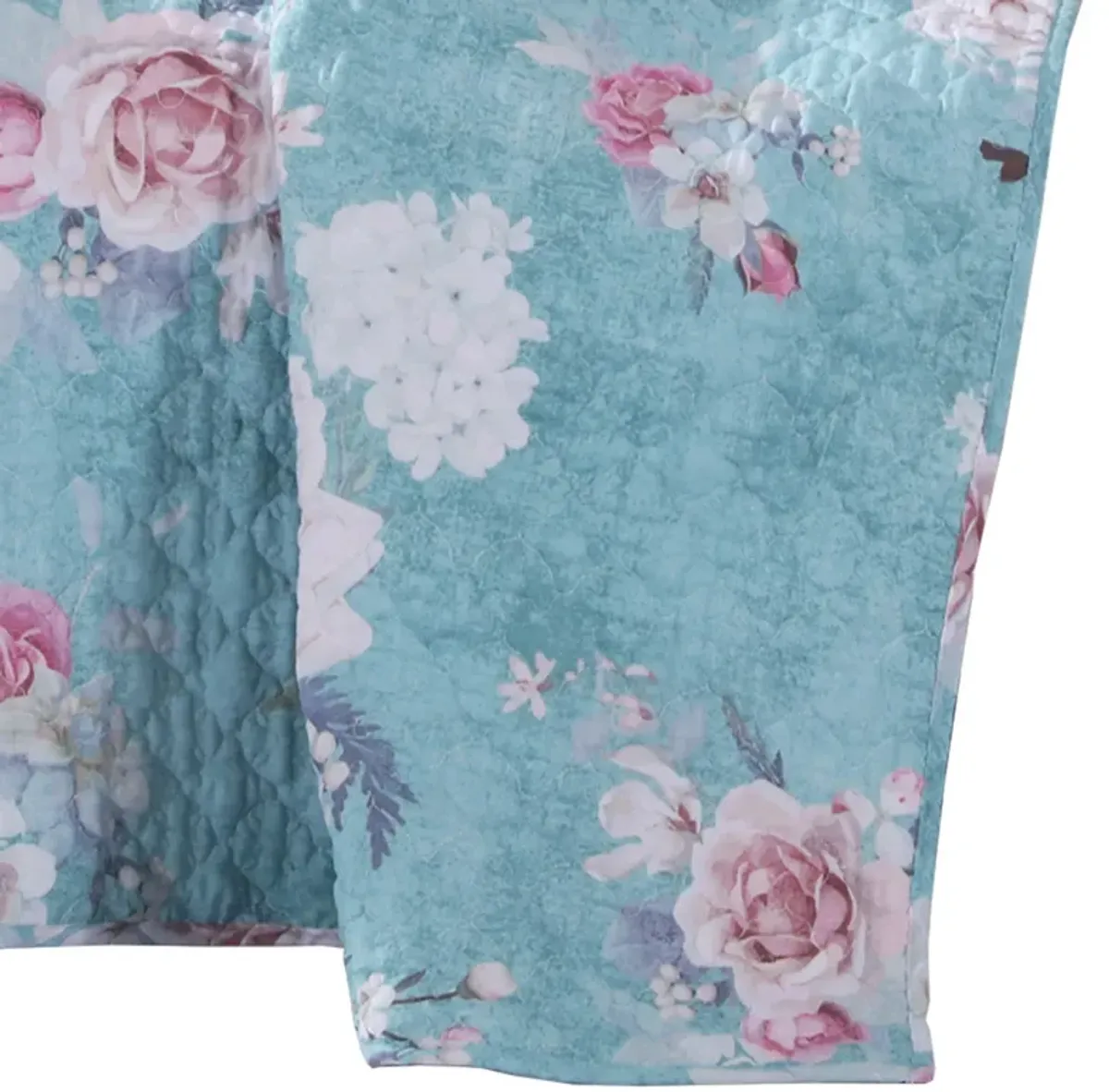 50 x 60 Inch Microfiber Throw Blanket, Floral Print, Blue, Pink, White - Benzara