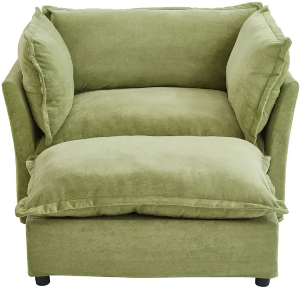 Merax Modern Armchair Sofa with Movable Ottoman