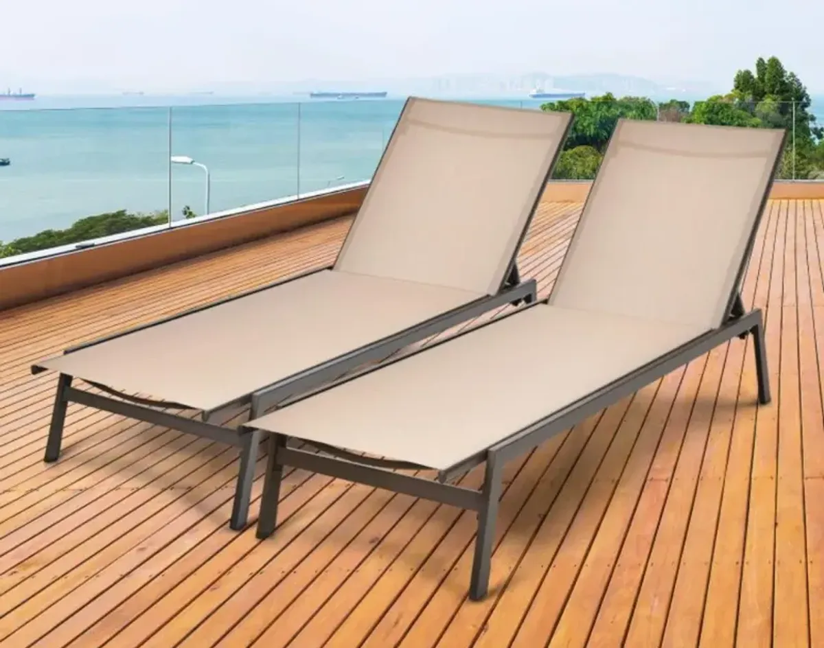 Hivvago Outdoor Reclining Chaise Lounge Chair with 6-Position Adjustable Back