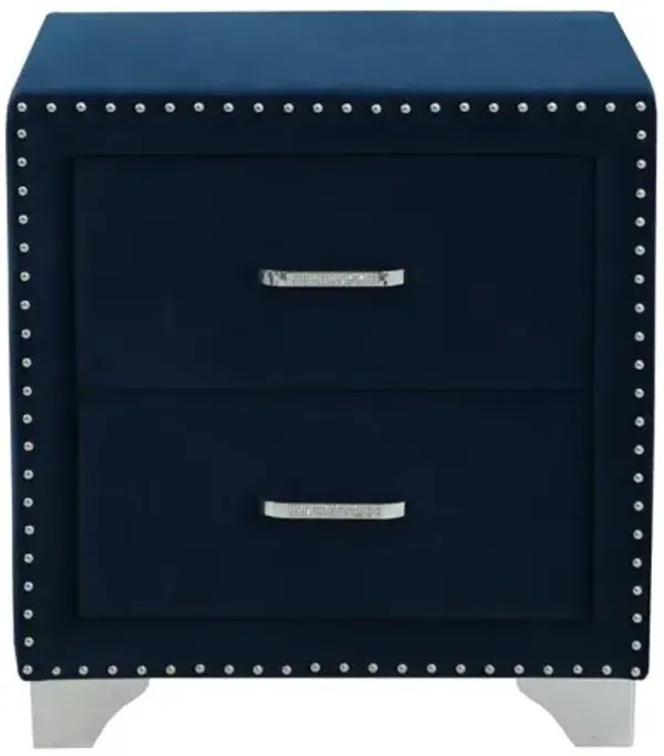 Melody 2-drawer Upholstered Nightstand Pacific Blue