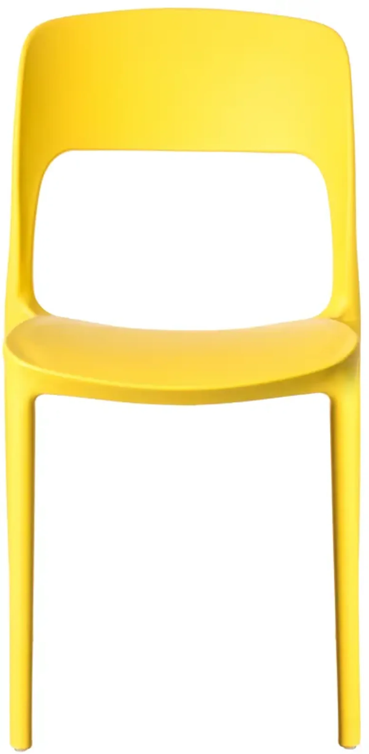 Modern Plastic Outdoor Dining Chair with Open Curved Back, Yellow Set of 2