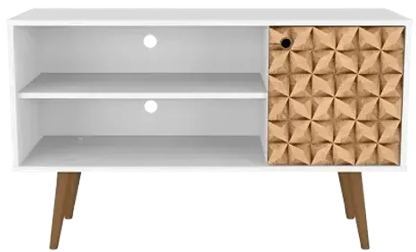 Liberty Small TV Stand in White and Brown Pattern