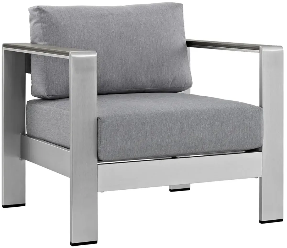 Shore 7 Piece Outdoor Patio Aluminum Sectional Sofa Set - Silver Gray