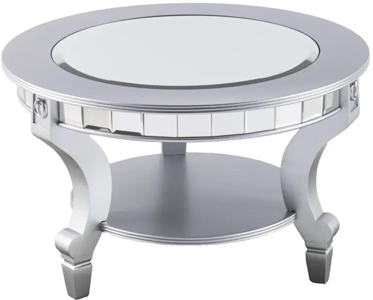 Linsay Mirrored Round Cocktail Table