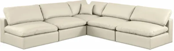 Meridian Furniture Comfy Cream Vegan Leather Modular Sectional
