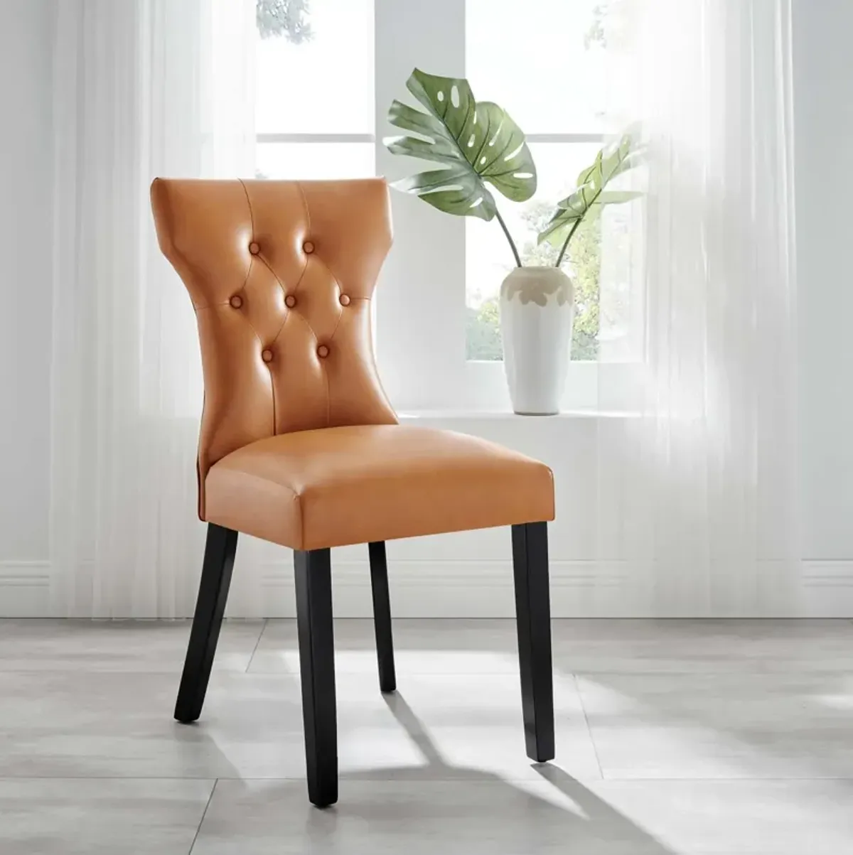 Silhouette Dining Vinyl Side Chair-Benzara