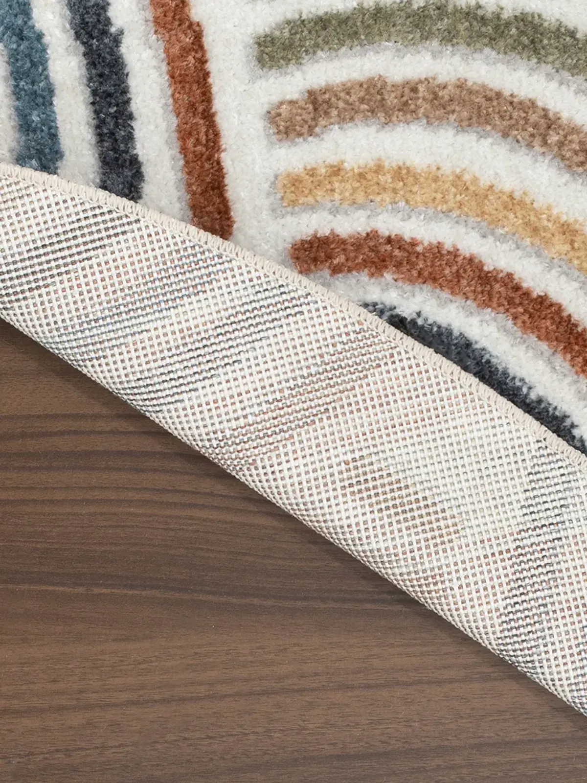 Astra Machine Washable ASW08 Ivory/Multicolor 4' x Round Rug
