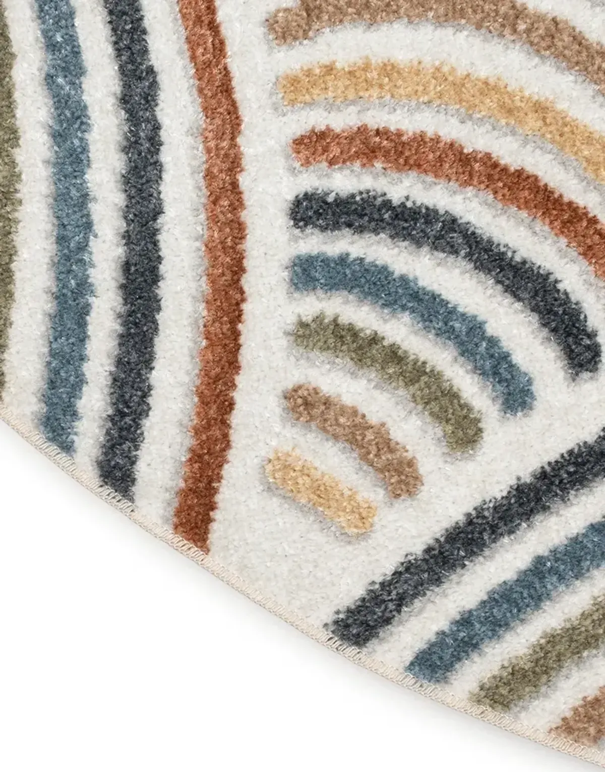 Astra Machine Washable ASW08 Ivory/Multicolor 4' x Round Rug