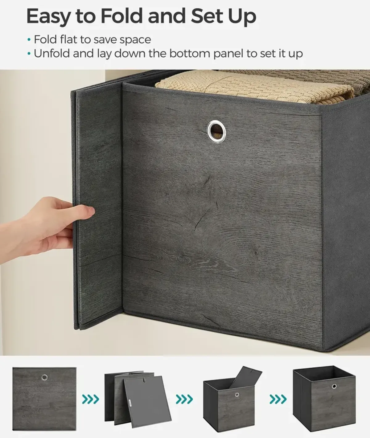 Foldable Storage Organizer Boxes – Set of 6 Storage Cubes for Clothes