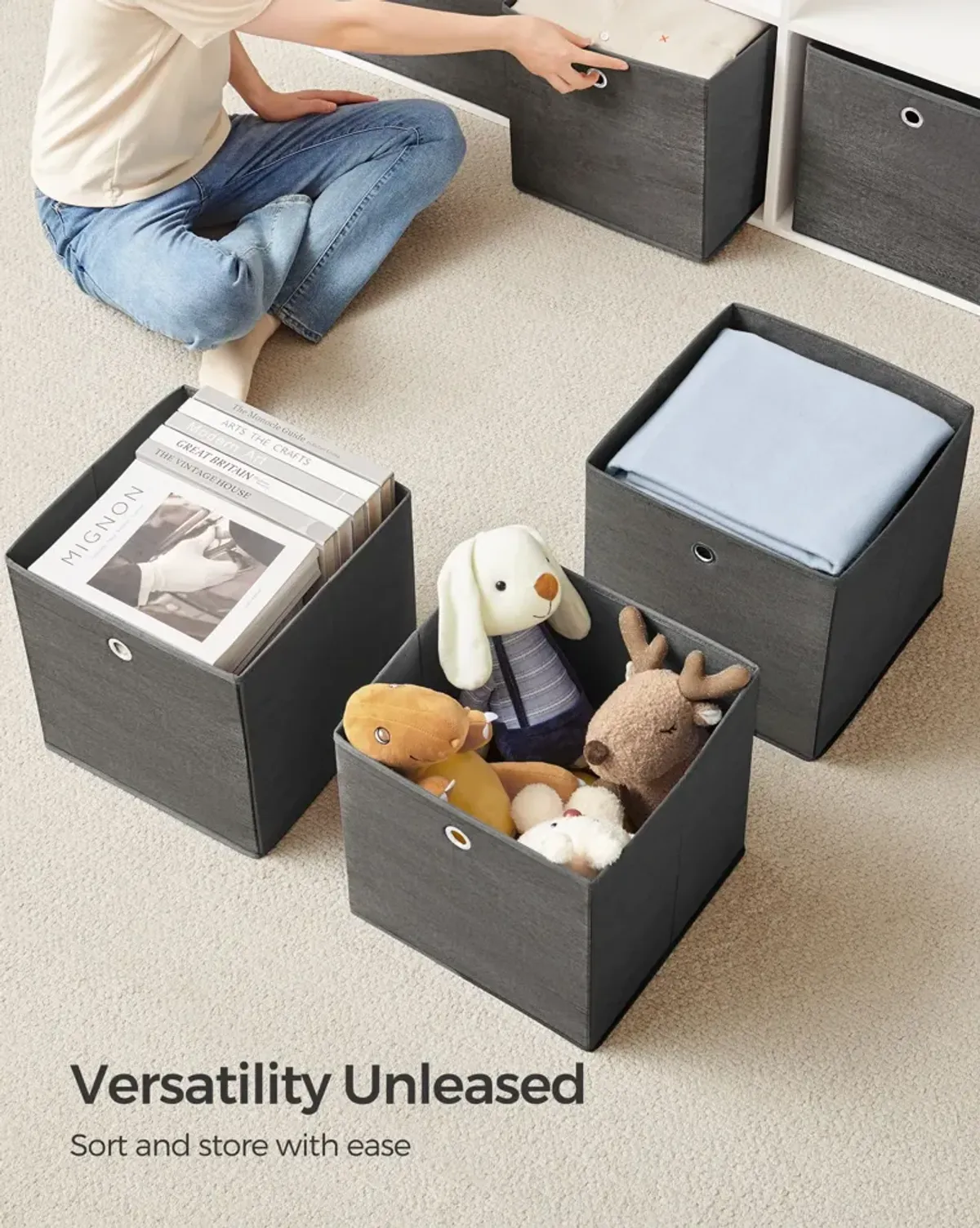 Foldable Storage Organizer Boxes – Set of 6 Storage Cubes for Clothes