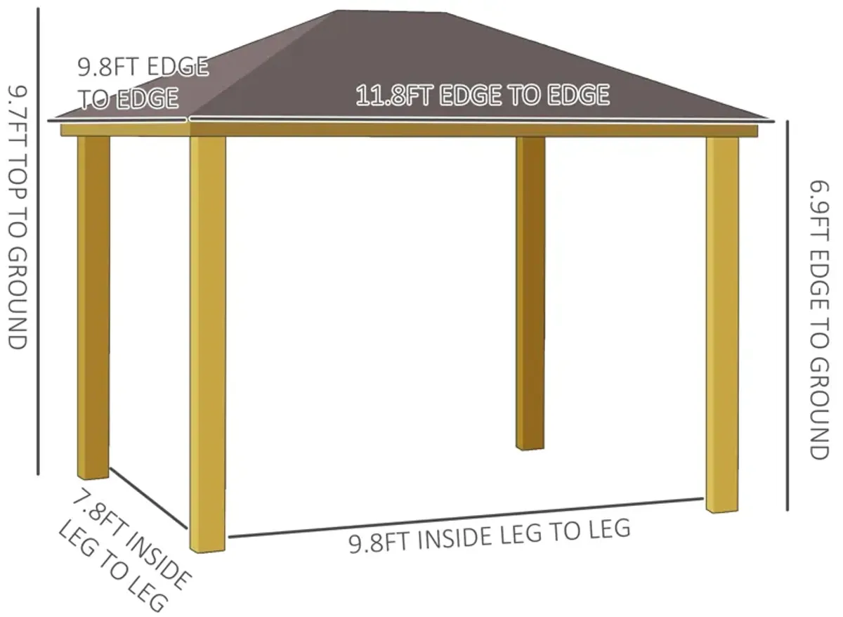 Brown Outdoor Structure: 10x12 Galvanized Steel Gazebo with Wood Frame