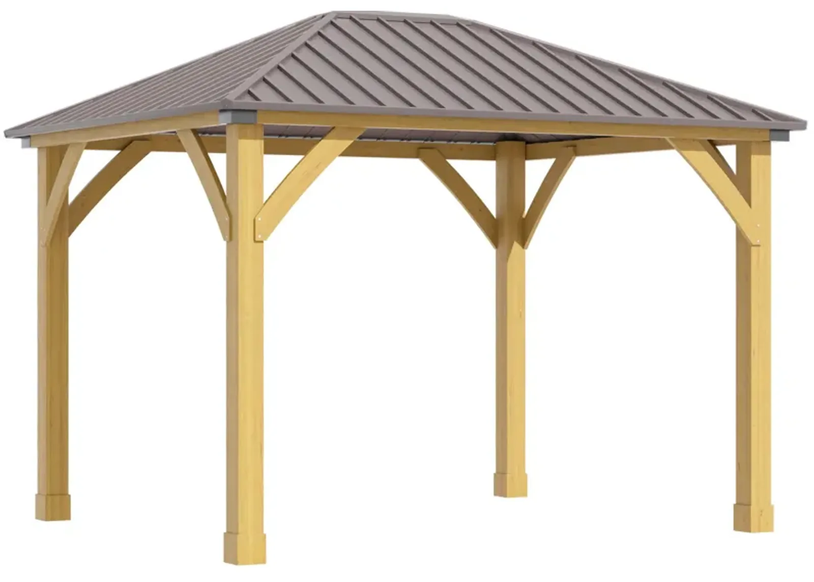 Brown Outdoor Structure: 10x12 Galvanized Steel Gazebo with Wood Frame