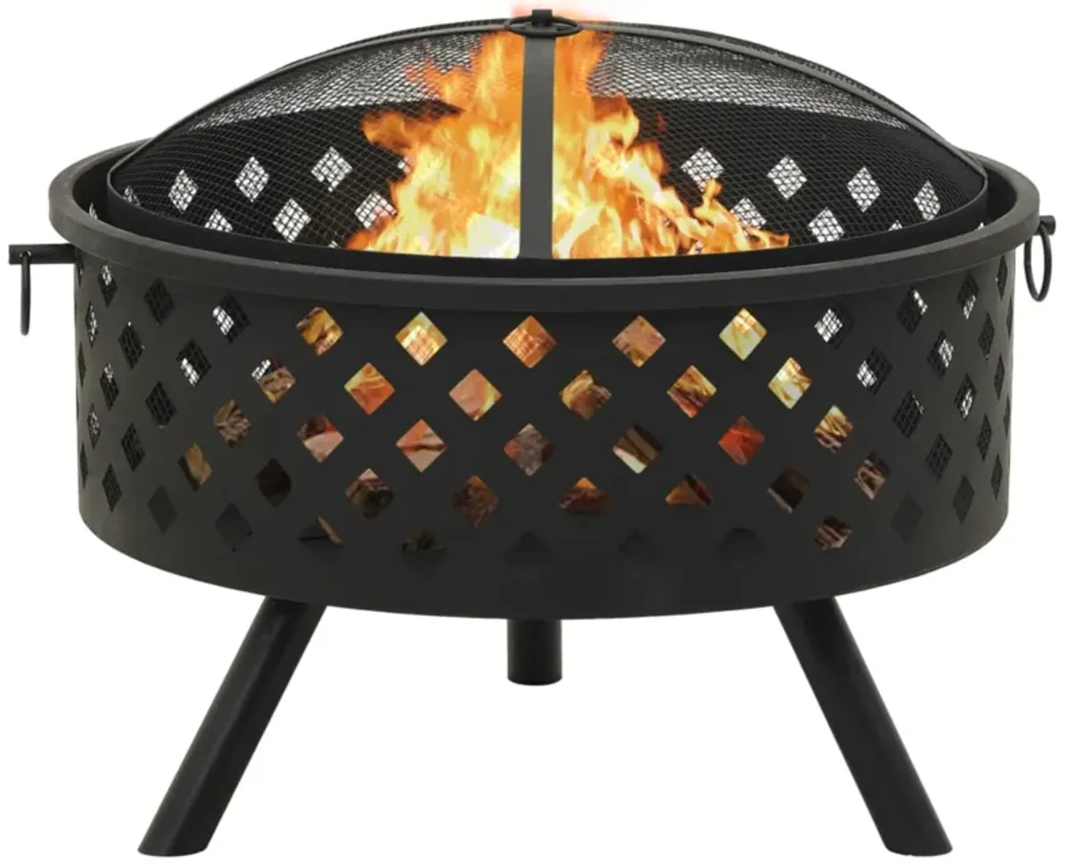 vidaXL Fire Pit with Poker 26.8" XXL Steel