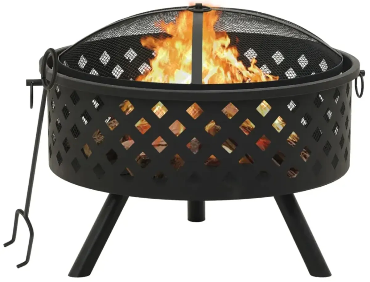 vidaXL Fire Pit with Poker 26.8" XXL Steel