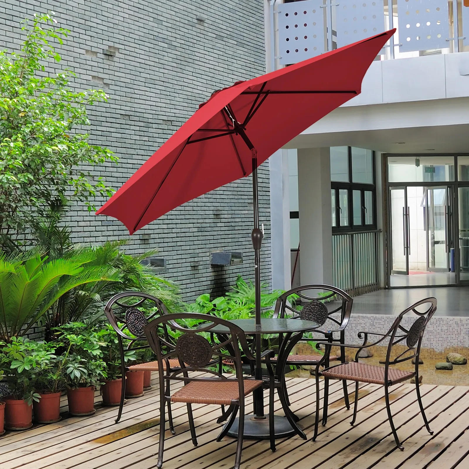 10 Feet Outdoor Patio Umbrella with Tilt Adjustment and Crank