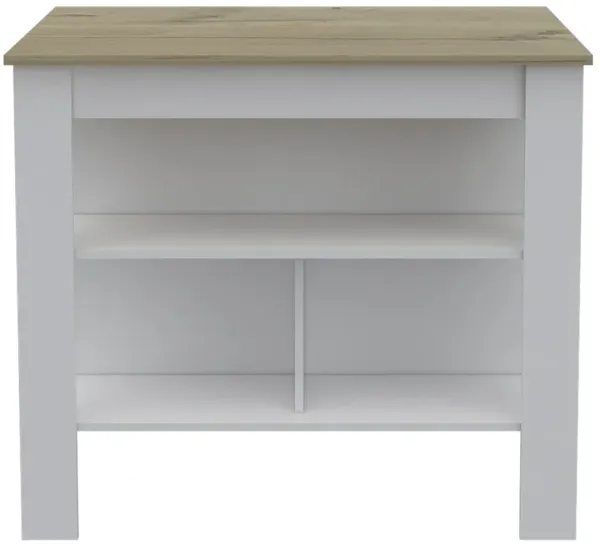 Streamdale Cala Kitchen Island, Four Legs, Three Shelves - White Light Oak