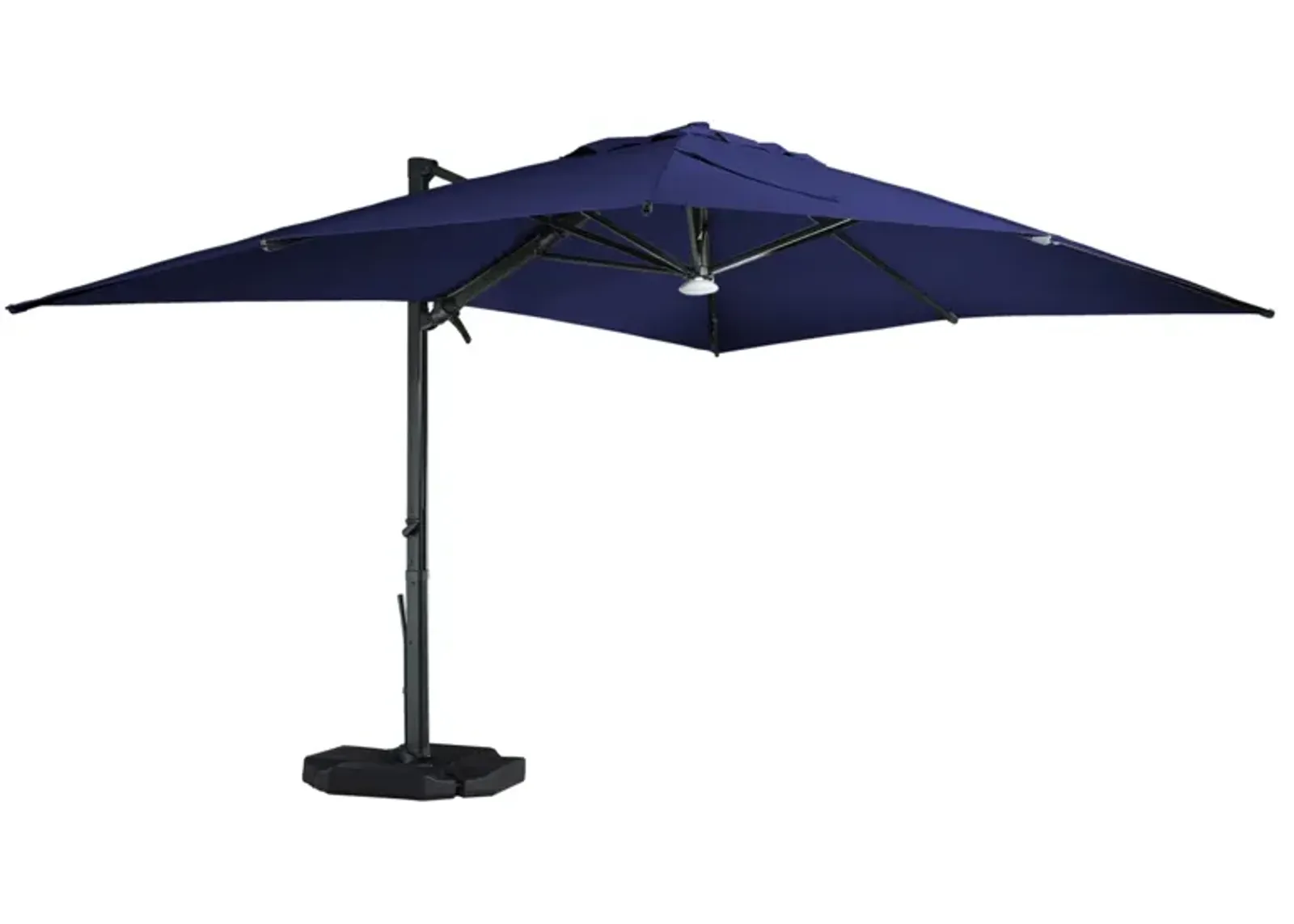 MONDAWE 13ft Square Solar LED Cantilever Patio Umbrella with Included Base Stand & Bluetooth Light