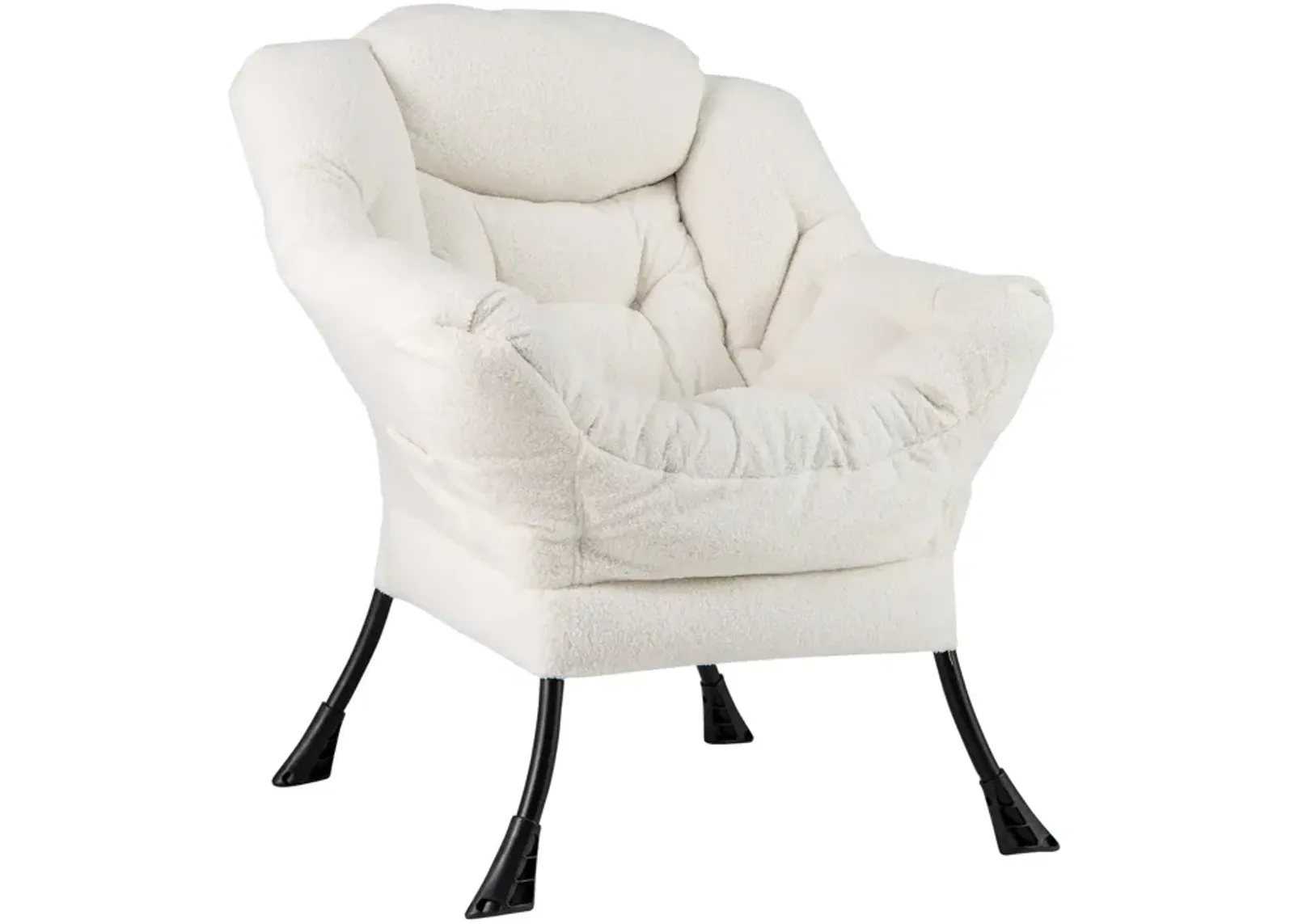 Cozy Sherpa Upholstered Accent Chair with Head Pillow for Stylish Comfort