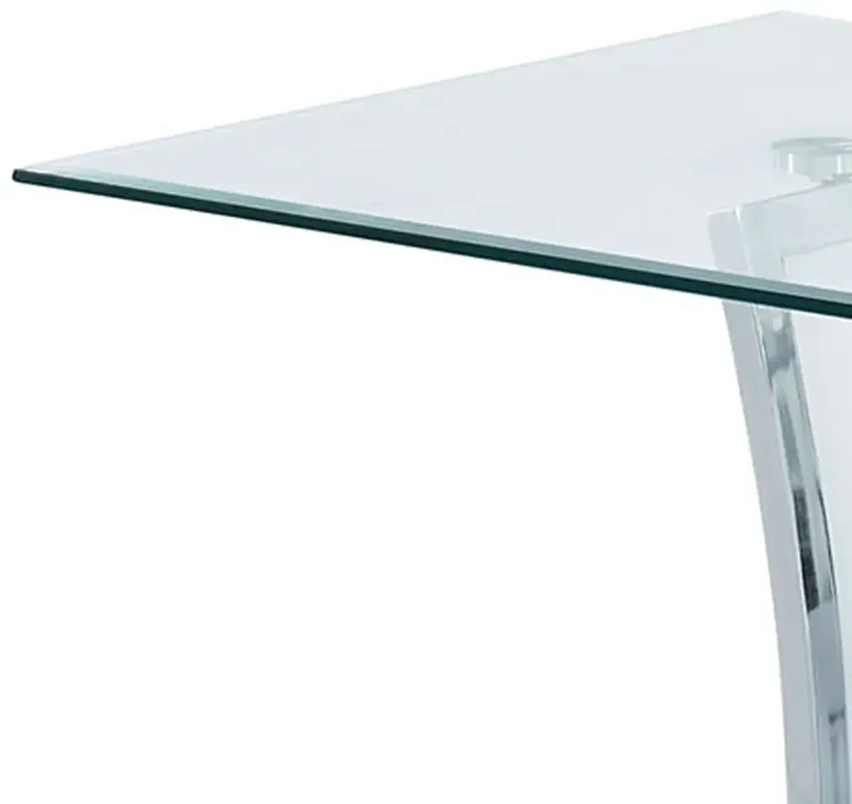 Contemporary Coffee Table with Chrome Trimmed Flared Base, White-Benzara