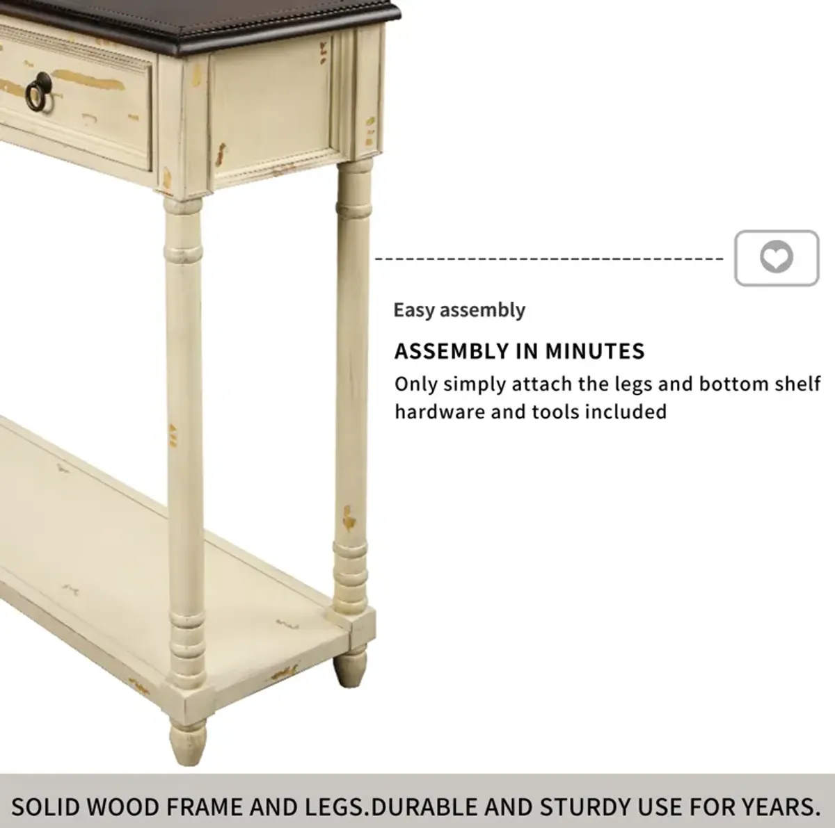 Console Table Sofa Table With Drawers For Entryway With Projecting Drawers And Long Shelf