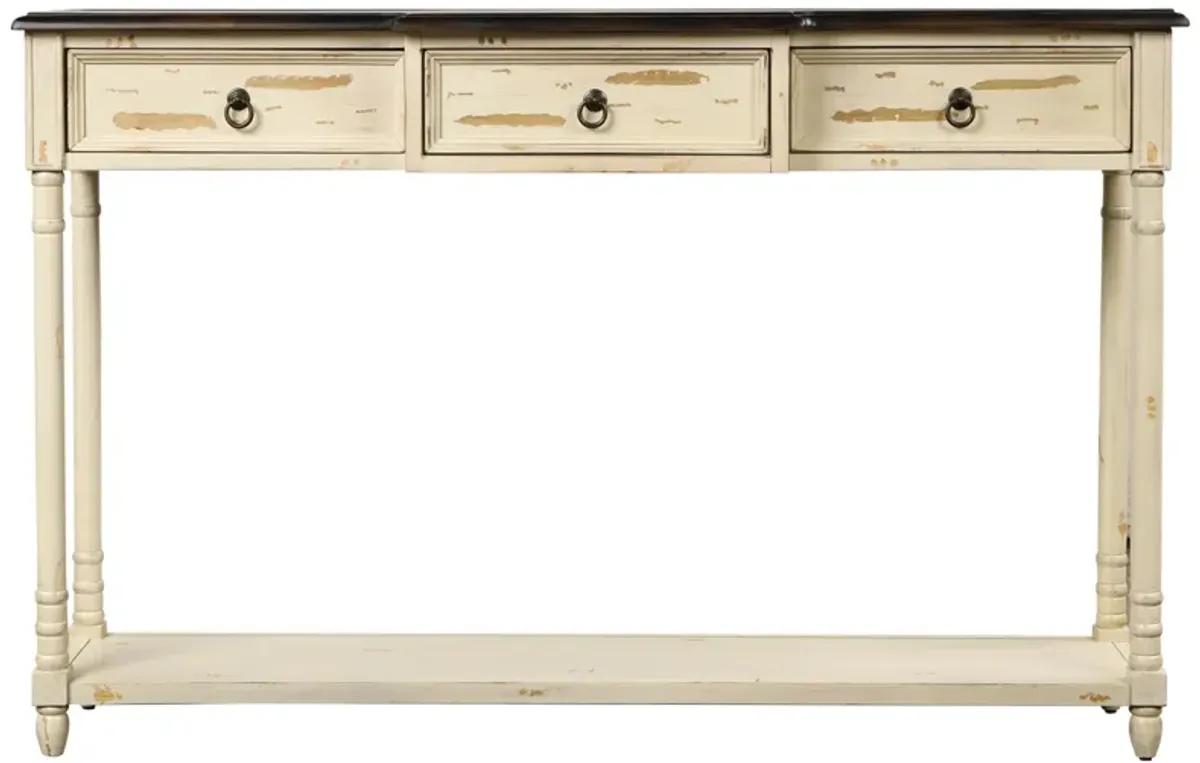 Console Table Sofa Table With Drawers For Entryway With Projecting Drawers And Long Shelf