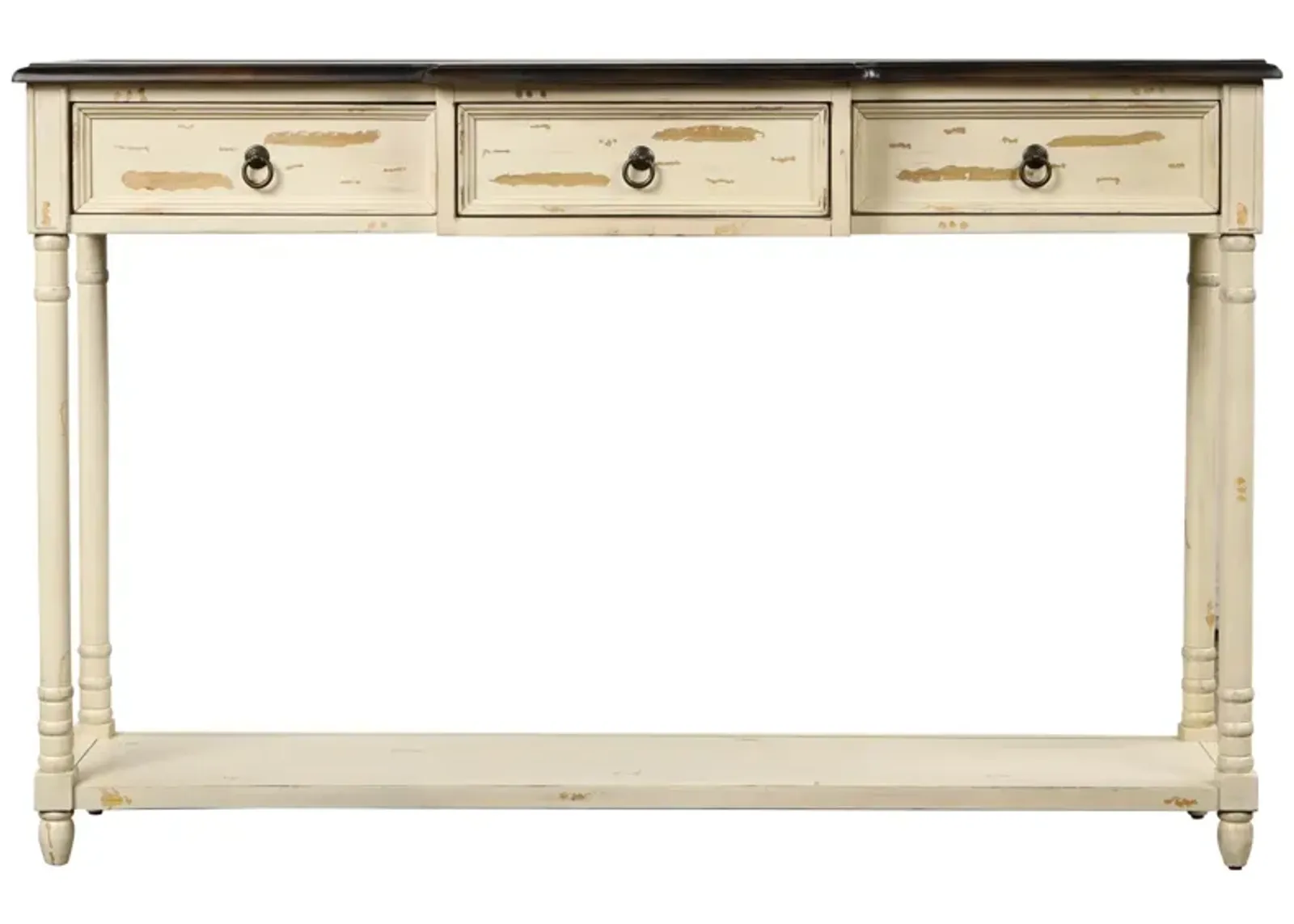 Console Table Sofa Table With Drawers For Entryway With Projecting Drawers And Long Shelf