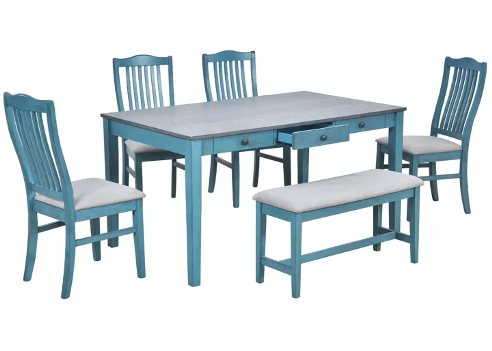 Merax Mid-Century 6-Piece Wood Dining Table Set