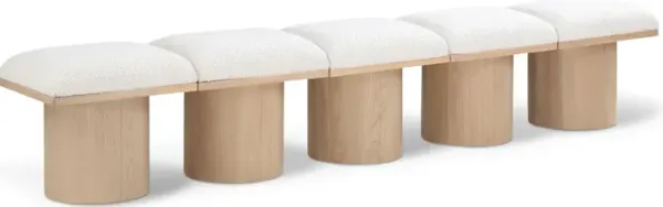 Meridian Furniture Pavilion Cream Boucle Fabric Bench